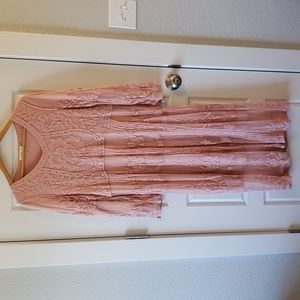 Orange Creek pink lace midi dress (S/M) NWOT